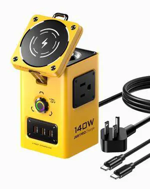 PISEN 140W GaN Qi2 MagSafe wireless 8-in-1 charging stastion (KF27/ Yellow) PISEN 140W GaN Qi2 MagSafe wireless 8-in-1 charging stastion (KF27/ Yellow)