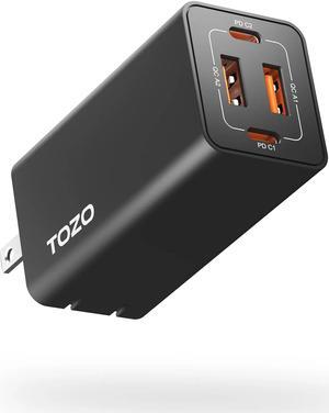 Tozo C2 USB C 65W Fast Foldable Wall Charger - Black  C2-BLK