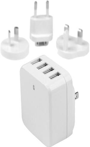 StarTech.com USB4PACWH White 4-Port USB Wall Charger - International Travel - 34W/6.8A