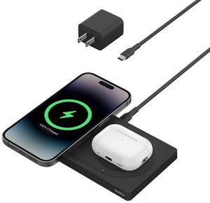Belkin 2-in-1 Wireless Charging Pad with Official MagSafe Charging 15W, Black