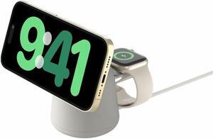 Belkin 2-in-1 Wireless Charging Dock with MagSafe 15W, Sand