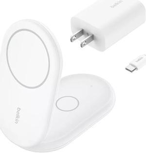 Belkin 2-in-1 Magnetic Foldable Wireless Charger with Qi2 15W, White