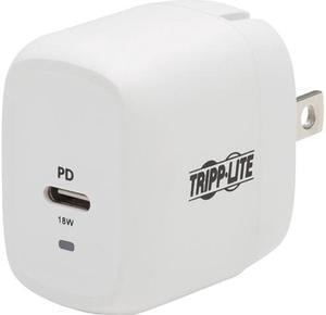 Compact USB-C Wall Charger - 18W PD Charging, GaN Technology, USB-C to Lightning Cable, White