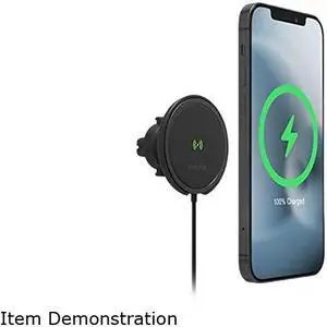 Mophie 401307635 Snap+ Wireless Vent Mount Black Magnetic, Universal Wireless Charging Car Mount Compatible With Snap and Magsafe