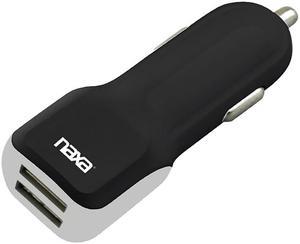 NAXA NA-801BLACK Black 10 Watt 2.1 Amp Dual USB Car Charger