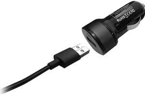 PQI 6PCM-008R0006A Black i-Charger Du-Plug Car Charger w Double-Header Design - Lightning Cable and Android Micro USB