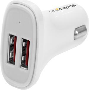 StarTech.com USB2PCARWHS White Dual-Port USB Car Charger - 24W/4.8A