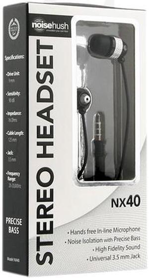 NoiseHush Black/Silver 3.5mm Stereo Headset with Mic NX40-11672