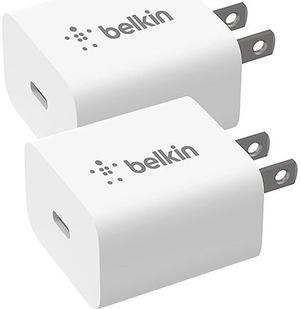 BELKIN BBC005-WH-2PK White 20W USB-C PD Wall Charger with PPS, 2-Pack