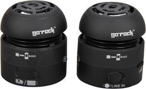 Go Rock Black Portable Mini Stereo Speaker with Retractable Cable for iPhone / iPod / iPad TRMS02S-BK