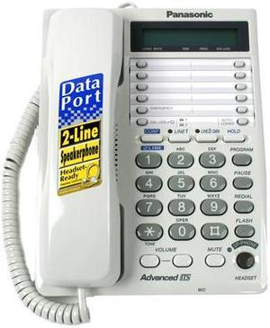 Panasonic KX-TS208W 2-line Operation 2-Line Integrated Telephone System 16-Digit LCD with Clock and Hearing Aid Compatibility (HAC)