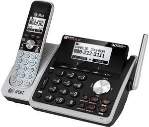 AT&T TL88102 DECT 6.0 2-Line Expandable Corded/Cordless Phone with Answering System, Silver/Black, 1 Handset