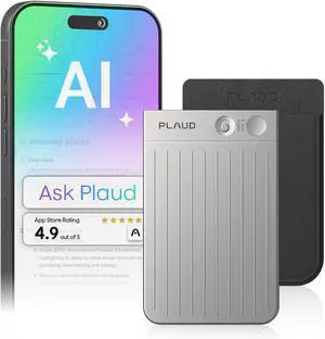PLAUD Note AI Voice Recorder W/ Black Magnetic Case, AI Transcribe & Summarize, Support 112 Languages, AI Notetaker for Lectures and Meetings (SILVER)