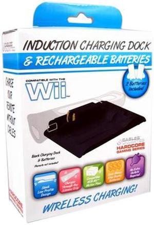 CABLES UNLIMITED Hardcore Gaming Black Wii Dual Remote Induction Charging System w/ Rechargeable Batteries