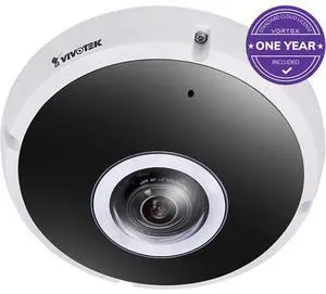 VIVOTEK FE931-EHV-1Y VORTEX 12MP IP66 and IK10 Fisheye, 1.22mm Lens, with 1-year VSaaS License, White, 30-Day Video Onboard Storage, NDAA and TAA Compliant