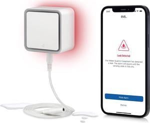 Eve Water Guard  Smart Home Water Leak Detector 65 ft Sensing Cable 100 dB Siren Apple HomeKit App Notifications Bluetooth Thread