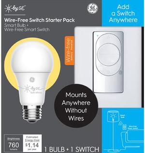 C by GE LED Soft White A19 Smart Bulb + Wire-Free Dimmer Switch Bundle - Works With Google Assistant and Amazon Alexa, Bluetooth Enabled