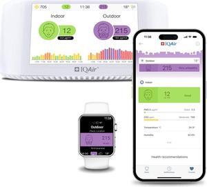 IQAir [AirVisual Pro Air Quality Monitor] Indoor Air Quality [PM2.5, CO2, AQI, Temperature, Humidity] Real-Time Air Quality & Forecasting, Historic Data, IFTTT