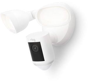Ring Floodlight Cam Pro Wired, Outdoor Camera with Bird’s Eye View and 3D Motion Detection - White