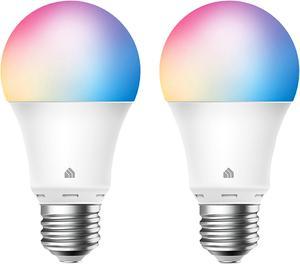 Kasa Smart Light Bulbs, Full Color Changing Dimmable Smart WiFi Bulbs Works with Alexa and Google Home, A19, 9W 800 Lumens,2.4Ghz only, No Hub Required, 2-Pack (KL125P2), multicolor