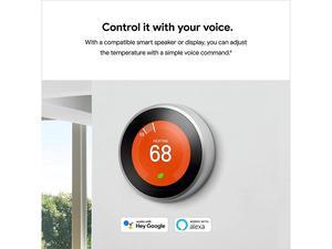 Google Nest Learning Thermostat - Programmable Smart Thermostat for Home - 3rd Generation Nest Thermostat - Compatible with Alexa - Stainless Steel-Renewed