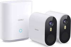 Aosu Wireless Outdoor Security Camera System, 5MP Ultra HD, Full Color Night Vision, 2.4/5 GHz, 240-Day Battery Life, 166° Wide View, Spotlight & Sound Alarm, Work with Alexa & Google Assistant