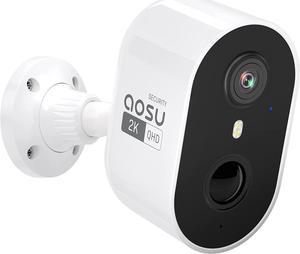 Aosu Wireless Outdoor Security Camera, 2K HD, Wireless 2.4 GHz, Battery Operated, PIR Humanoid Motion Detection & Siren, 2 Way Audio, IP66 Waterproof, Work with Alexa & Google Assistant, No Monthly