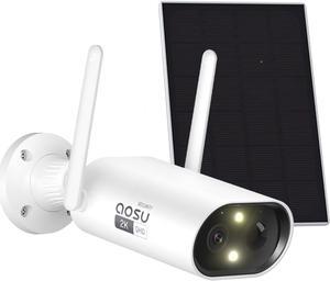 Aosu Solar Wireless Outdoor Security Camera, 2K HD, Wireless 2.4 GHz with Long Wi-Fi Range, Color Night Version, Motion Detection, 2-Way Talk, Weatherproof, Local Storage
