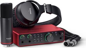 Focusrite Scarlett 2i2 Studio 4th Gen, 2-in, 2-out USB audio interface with a condenser microphone and headphones & 3m XLR cable