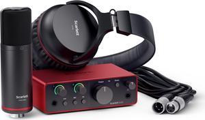 Focusrite Scarlett Solo Studio 4th Gen, 2-in, 2-out USB audio interface with a condenser microphone and headphones & 3m XLR cable