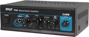 PyleHome PTA2 Mini Stereo Power Amplifier - 2 x 40 Watt with AUX, CD & Mic Inputs