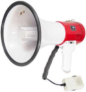 PYLE PMP58U White / Red Professional Piezo Dynamic 50 Watts Megaphone With USB Function