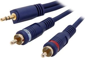 C2G 40614 Velocity One 3.5mm Stereo Male to Two RCA Stereo Male Y-Cable, Blue (6 Feet, 1.82 Meters)