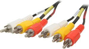 Cmple 3-Male RCA to 3-Male RCA Composite Video Audio AV Cable - Gold Plated  - 1.5 Feet