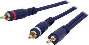 C2G 40613 Velocity One 3.5mm Stereo Male to Two RCA Stereo Male Y-Cable, Blue (3 Feet, 0.91 Meters)