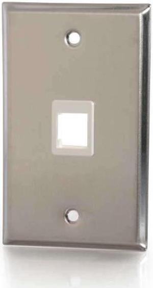 C2G 37093 1-Port Single Gang Multimedia Keystone Wall Plate - Stainless Steel (TAA Compliant)