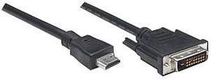 MANHATTAN 372503 HDMI Male to DVI-D 24+1 Male, Dual Link, Black, 1.8 m (6 ft.)