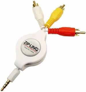 ZIP-LINQ ZIP-AUDIO-IP3 3.94 ft. Retractable iPod 3.5mm to RCA Audio/Video Cable Male to Male