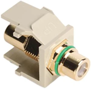 Leviton 40830-BIV Quickport RCA Gold Plated Connector with Green Stripe Leviton 40830-BIV Quickport RCA Gold Plated Connector with Green Stripe