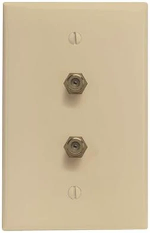 LEVITON 40982-I F-Connector Wallplate (Duplex; Ivory) LEVITON 40982-I F-Connector Wallplate (Duplex; Ivory)