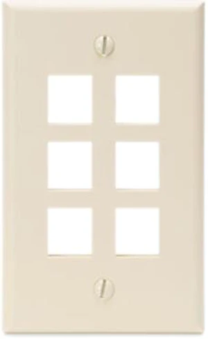 Leviton 41080-6TP QuickPort Wallplate, single gang, 6-port Leviton 41080-6TP QuickPort Wallplate, single gang, 6-port
