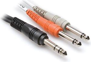 Hosa Model STP-201 1m Insert Cable - 1/4 in TRS to Dual 1/4 in TS Male to Male