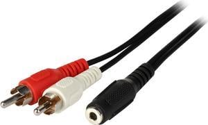 Tripp Lite P316-06N 6" 3.5mm Mini Stereo to Two RCA Audio Y Splitter Adapter Cable (3.5mm F to 2x RCA M) Female to Male