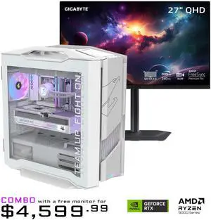 GIGABYTE AORUS Gaming Desktop PC, AMD Ryzen 7 9800X3D, AORUS RTX 5090, 64GB DDR5 RAM, 2TB Gen5 NVMe SSD, Windows 11 Home, AORUS SUPREME 5 ICE AS5IA7N9-5002