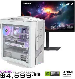 GIGABYTE AORUS Gaming Desktop PC, AMD Ryzen 7 9800X3D, AORUS RTX 5090, 64GB DDR5 RAM, 2TB Gen5 NVMe SSD, Windows 11 Home, AORUS SUPREME 5 ICE AS5IA7N9-5002