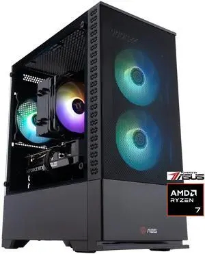 ABS Cyclone Ruby Gaming PC -  Powered by Asus - Windows 11 - AMD Ryzen 7 9700X - GeForce RTX 5060 Ti -  DLSS 4 - AI-Powered Performance - 32GB DDR5 6400 - 1TB M.2 NVMe SSD - CR9700X5060TI3
