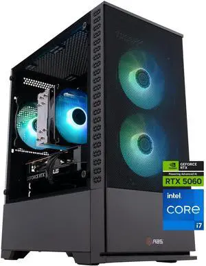 ABS Cyclone Aqua Gaming PC Powered by Asus - Windows 11 - Intel Core i7-14700F - GeForce RTX 5060 - DLSS 4 - AI-Powered Performance - 32GB DDR5 6400MHz - 1TB M.2 NVMe SSD - CA14700F50603