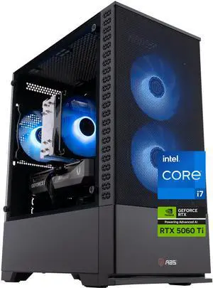 ABS Cyclone Aqua Gaming PC - Windows 11 - Intel Core i7-14700F - GeForce RTX 5060 Ti - DLSS 4 - AI-Powered Performance - 32GB DDR5 6400 - 1TB M.2 NVMe SSD - CA14700F5060TI4