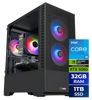 ABS Cyclone Aqua Prebuilt Gaming PC - Windows 11 - Intel Core i5-14400F - GeForce RTX 5060 - DLSS 4 - 32GB DDR4 3200 - 1TB M.2 SSD ABS Cyclone Aqua Prebuilt Gaming PC - Windows 11 - Intel Core i5-14400F - GeForce RTX 5060 - DLSS 4 - 32GB DDR4 3200 - 1TB M.2 SSD