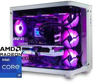 Xidax X-6 Series Intel Core i9 14900KF (up to 6.0GHz), RX 9070XT 16GB, 2TB NVMe M.2 SSD, 32GB (2x16GB) RAM, Liquid cooling, Window 11 Home Onami White Gaming Desktop - Assembled & Serviced in Utah
